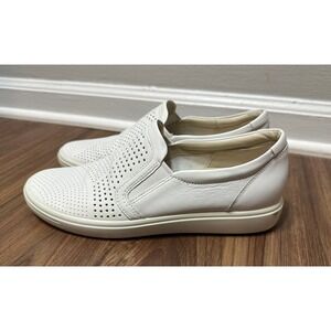 ECCO Soft 7 White Leather Perforated Slip On Casual Shoes Women Sz 40/9-9.5 US